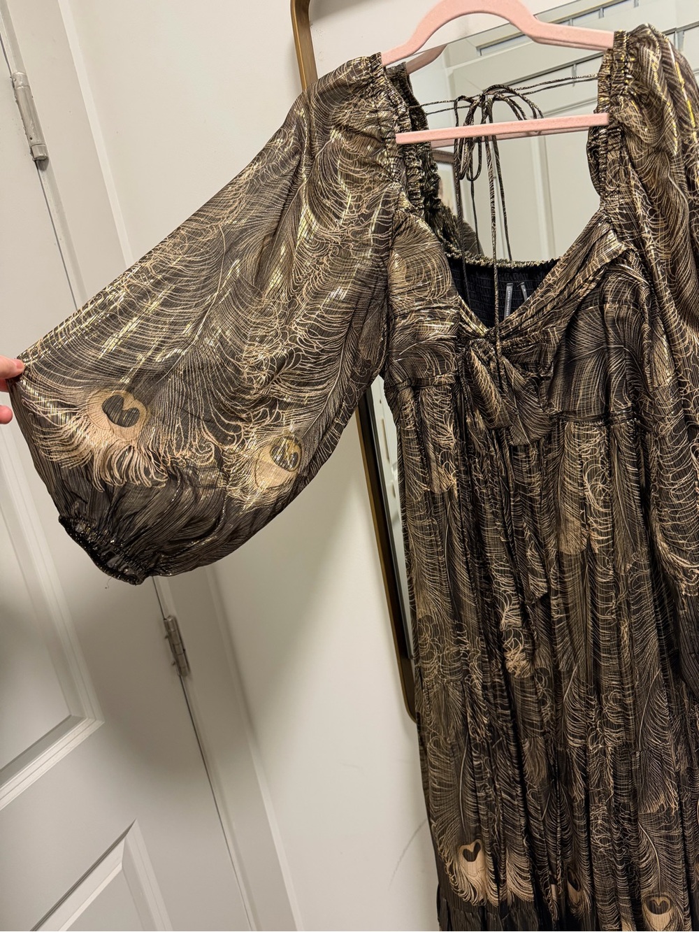 By Anthropologie Long-Sleeve Metallic
Babydoll Midi Dress - Picture 6 of 8
